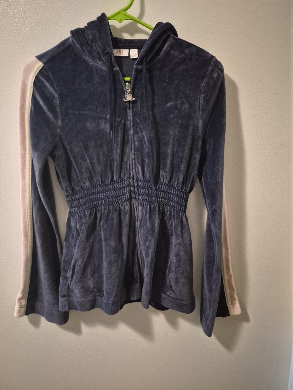 Y2K JLo Velour Zip-Up Hoodie with Contrast Sleeves Vintage